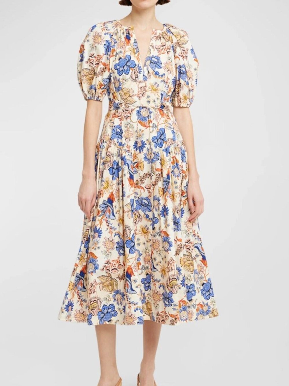 NWOT Ulla Johnson Never Worn Floral Puff Sleeve Midi Dress